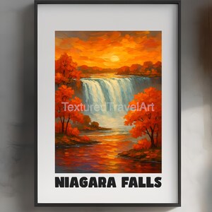 Niagara Landscape Painting, Niagara Falls, Niagara Falls Textured Painting, Niagara Falls Travel Poster, Niagara Falls Wall Art
