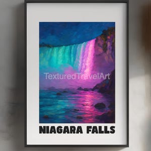 Niagara Landscape Painting, Niagara Falls, Niagara Falls Textured Painting, Niagara Falls Travel Poster, Niagara Falls Wall Art