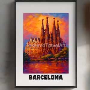 Barcelona Sagrada Familia Art Print: Spain Travel Poster (Digital Download 3750x3000 inches)