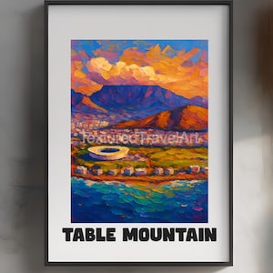 Table Mountain Wall Art Drawing, Table Mountain Painting, Table Mountain Cape Town, Table Mountain Poster, Landscape Original Painting