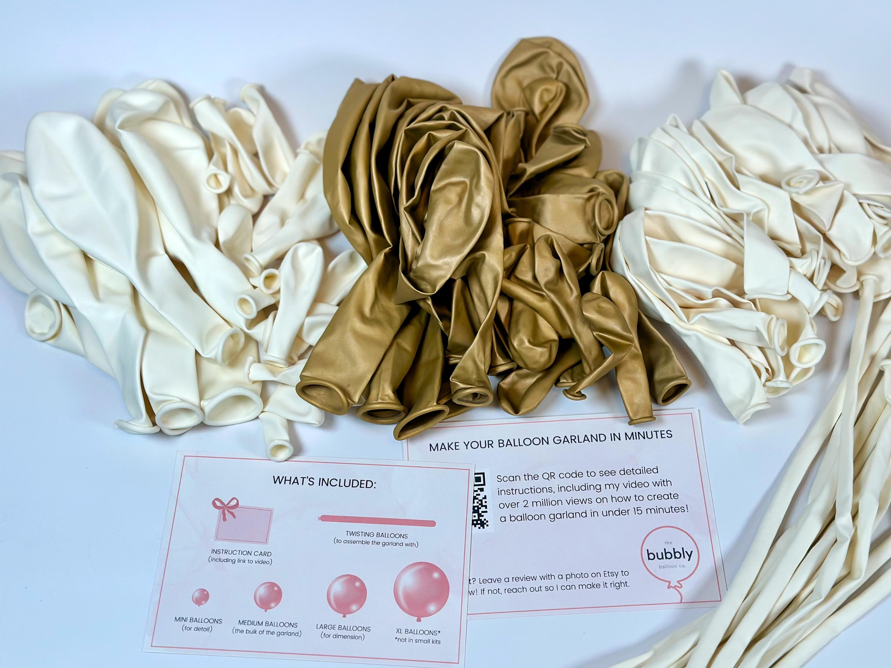 White and Gold Balloon Arch Kit – DIY Balloon Garland for Wedding ...