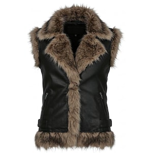 Men&#39;s Original Leather Vest with faux fur – Biker Streetwear Style, Sleeveless Moto Jacket, Custom Handmade Outerwear, Stylish Look