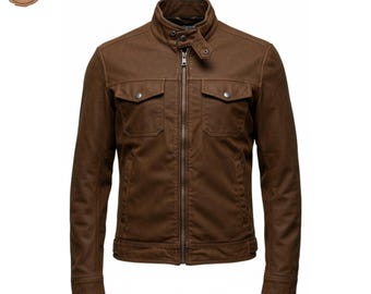 Handmade Brown Sheepskin Leather Biker Jacket: Custom Fit Moto Style