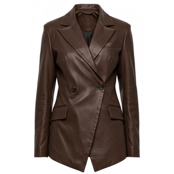 Handgefertigte Unisex Lederjacke Zweireihiger Blazer-Stil