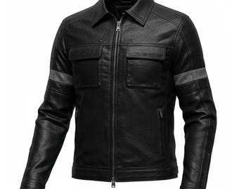 Resident Evil inspirierte schwarze Schaffell Bikerjacke: Cosplay Motorrad Stil