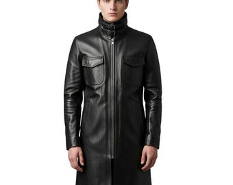 Trench in vera pelle di pecora: soprabito gotico steampunk