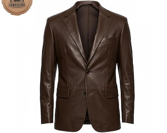 Blazer de piel de oveja hecho a mano: abrigo marrón de corte entallado