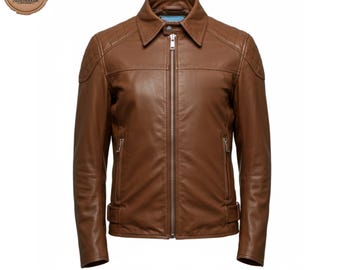 Chaqueta de motociclista de piel de oveja para hombre: abrigo de motociclista de corte entallado