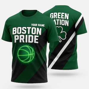 Custom Boston Celtics Fan 3D T-Shirt Boston Pride Green Nation Basketball Tee Your Name Personalized Shirt