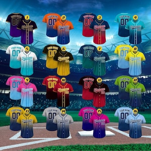 Baseballjersey mit Farbverlauf: Benutzerdefinierter Name & Nummer, Ombre-Team-Shirt