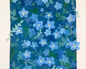 Forget-me-not Gouache Painitng