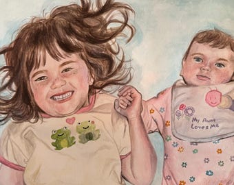 Custom Watercolor/Gouache Portrait 11”x14” (examples provided)