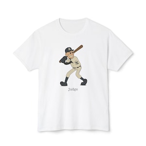 Aaron Judge Cartoon T Shirt - Vintage Rubber Hose Style - 100 Percent Cotton Yankees Tee - Gift for New York Baseball Fans