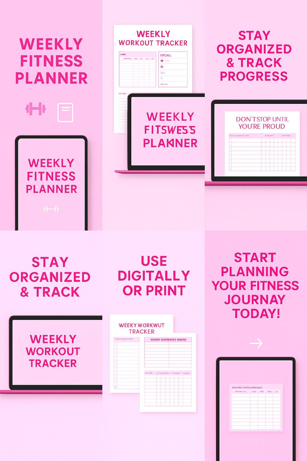 Weekly Fitness Planner PDF | Printable Workout Tracker | Gym Journal ...