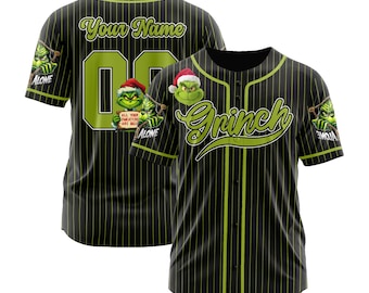 Personalized Grinch Christmas Baseball Jersey, Holiday Team Outfit, Christmas Gift