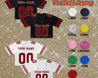 Custom Glitter Football Jersey Shirt, Personalized Embroidered Glitter Women Crop jerseys, Cheerleading jerseys, Mom Jersey, Birthday Gift