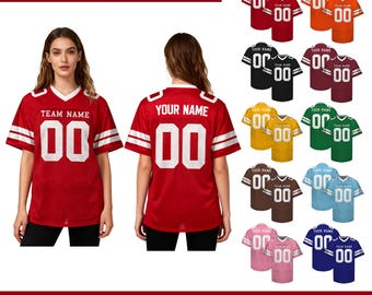 Custom Women's Football Jersey Personalized Name Number football Shirts Sports Uniform Holiday Gifts for Men Women Kid Toddler Fan Loose Fit