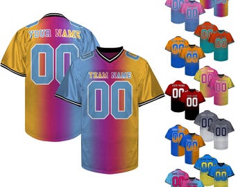 Camiseta de fútbol personalizada, camisetas de fútbol con degradado personalizado, uniforme de práctica de fútbol, camiseta de animadora, regalos para hombres, mujeres y jóvenes fanáticos.