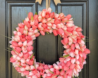 Tulip wreath, Spring wreath, Tulips decor, Spring tulip wreath, Mother’s Day Gift, Valentines gift for Her