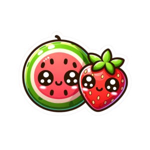 Cute Fruit Sticker, Watermelon and Strawberry Sticker, Fun Fruit Sticker, Fruit Sticker, Laptop Decal, Water Bottle Decal, Journal Decal