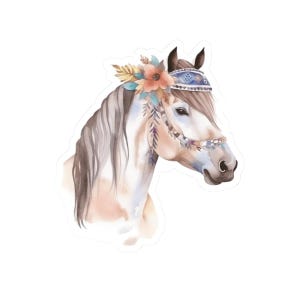Horse Sticker, Cute Horse Sticker, Pastel Horse Sticker, Boho Horse Sticker, Laptop Decals, Notebook Decal, Horse Lover Gift, Floral Decor