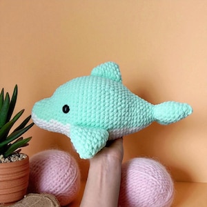Dolphin Crochet Pattern PDF, Amigurumi Dolphin Plush Toy, Cute Stuffed Dolphin, Easy Crochet Sea Animal Pattern in English