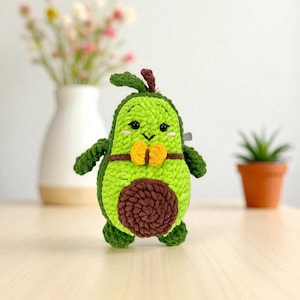 Avocado haakpatroon pdf, kawaii amigurumi knuffel, schattige gevulde avocado, eenvoudig gehaakt eten DIY, digitaal downloadbestand
