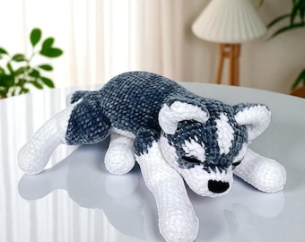 Husky Dog Crochet Pattern PDF, Amigurumi Dog Plush Pattern, Soft Husky Toy Tutorial, Crochet Dog Pattern For Handmade Gift