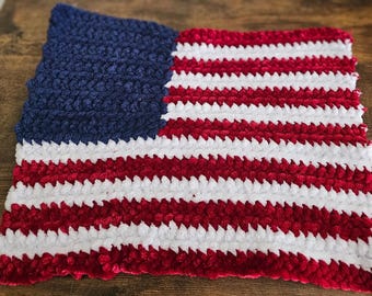 Patriotic American Flag Crochet Pattern - Plush Red White and Blue Decor PDF