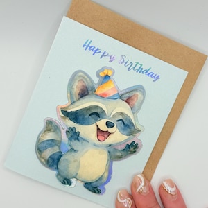 Joyeux anniversaire raton laveur - Carte de voeux