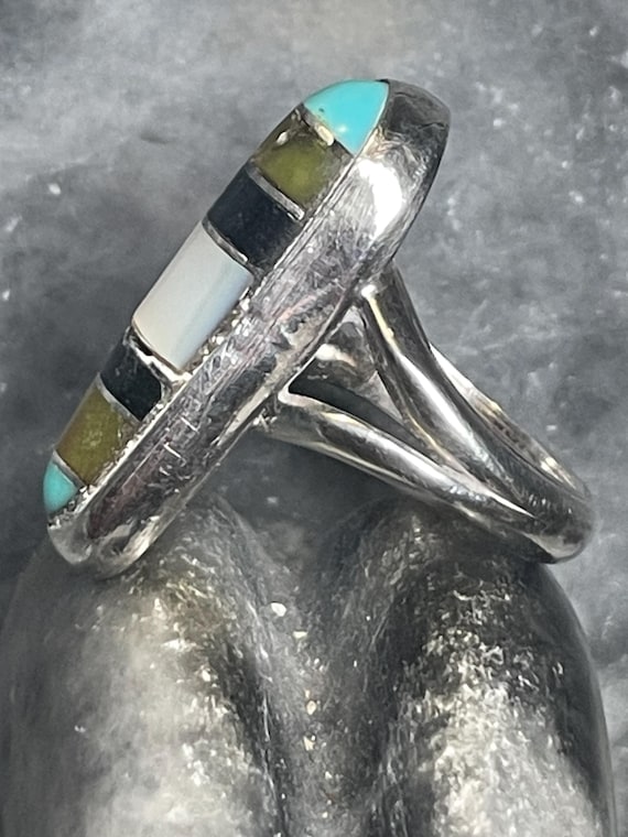 Native American Multi-Gemstone Inlay Sterling Sil… - image 5