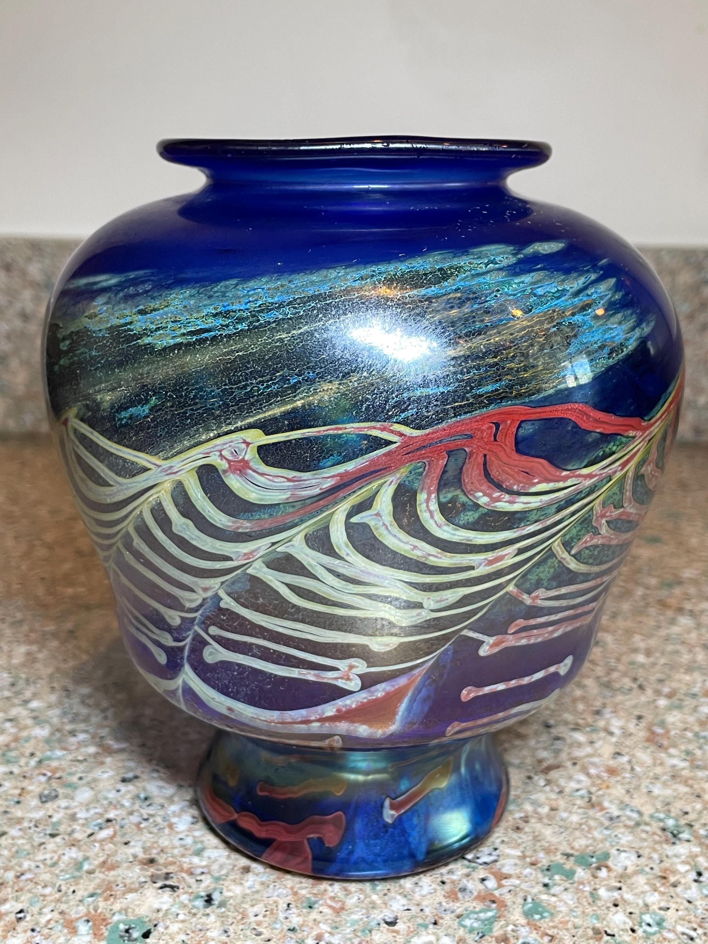Vase soliflore en verre irisé orangé | Ma Cabane Vintage