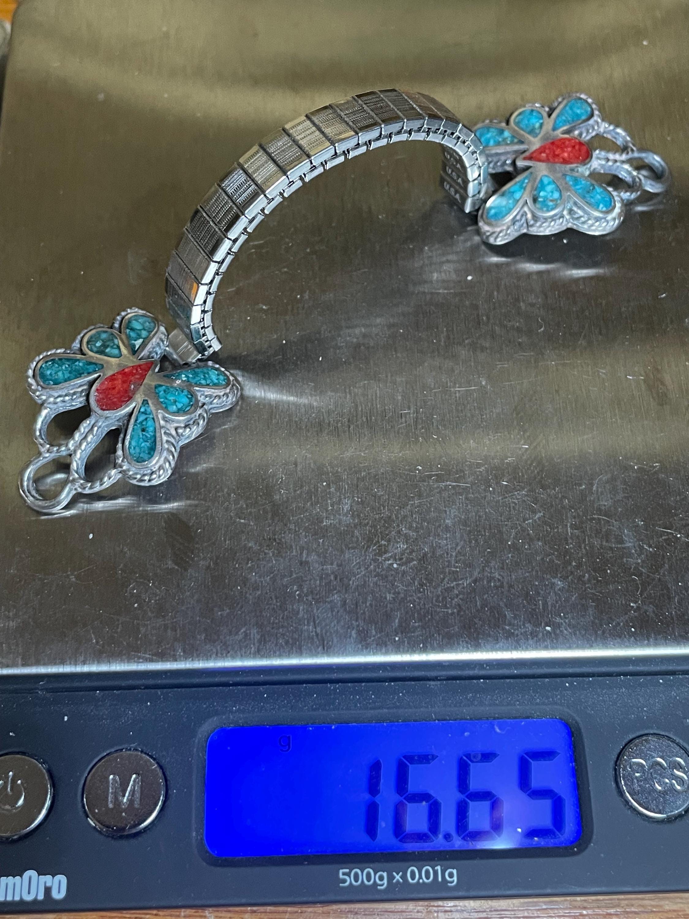 Vintage Southwestern Sterling Silver Crushed Turquoise  display picture 1