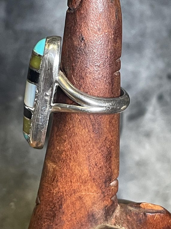 Native American Multi-Gemstone Inlay Sterling Sil… - image 15
