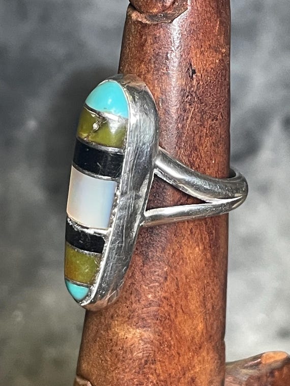 Native American Multi-Gemstone Inlay Sterling Sil… - image 13