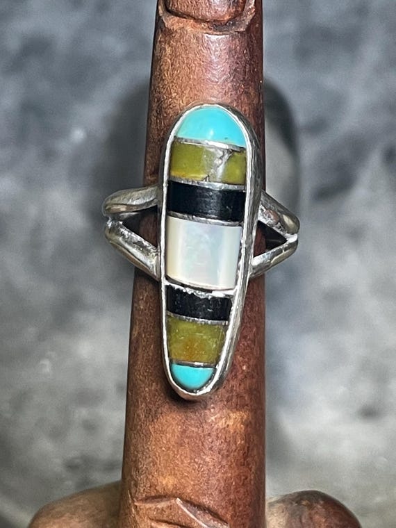 Native American Multi-Gemstone Inlay Sterling Sil… - image 11