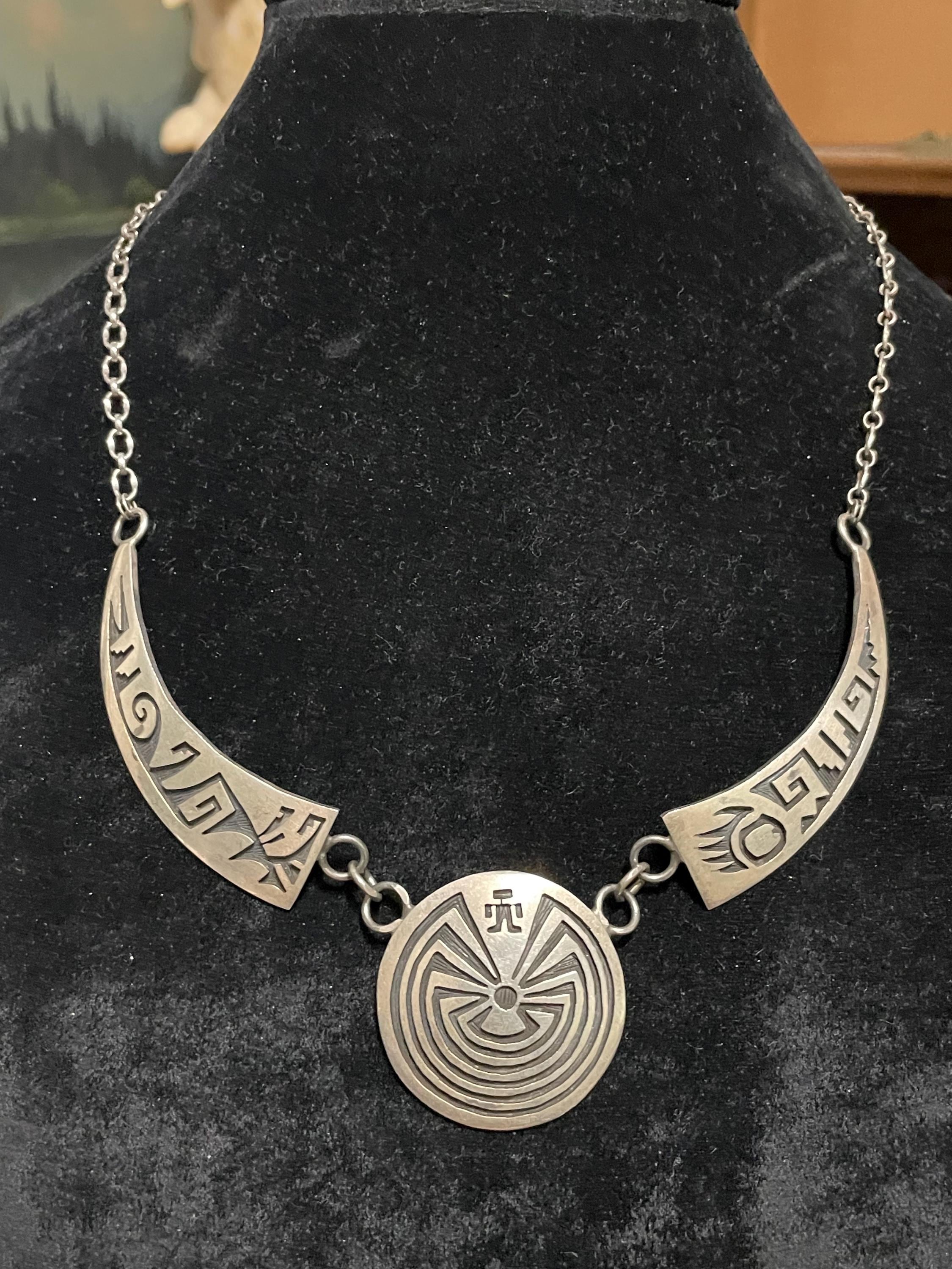 Vintage Hopi Sterling Silver Man in the Maze Necklace 20.75” - Etsy
