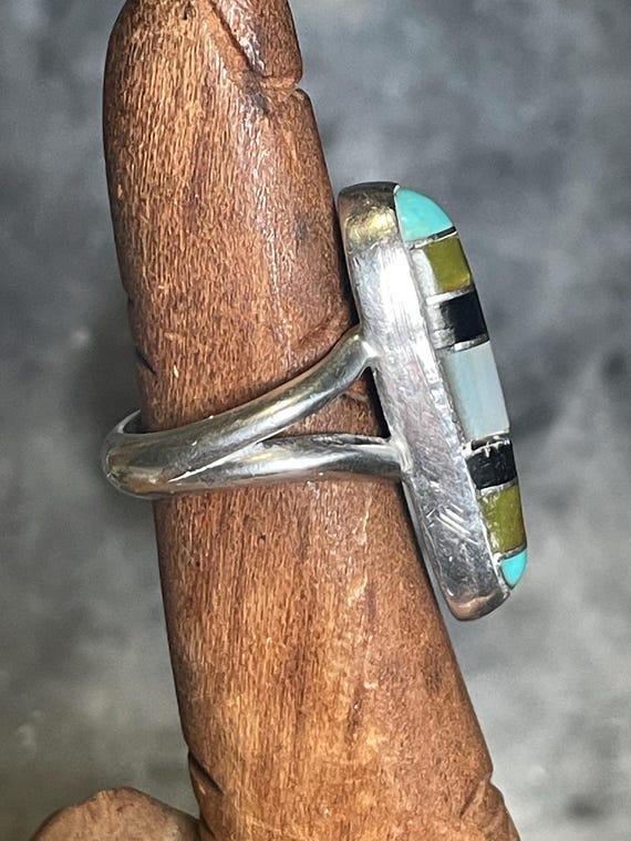 Native American Multi-Gemstone Inlay Sterling Sil… - image 14
