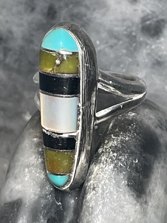 Native American Multi-Gemstone Inlay Sterling Sil… - image 3