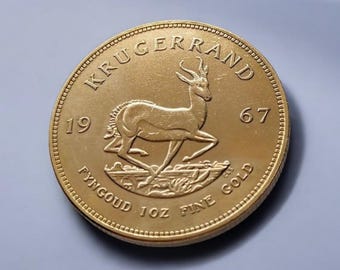 Moneda sudafricana de 1 Krugerrand bañada en oro, moneda reacuñada coleccionable para coleccionistas y regalos.