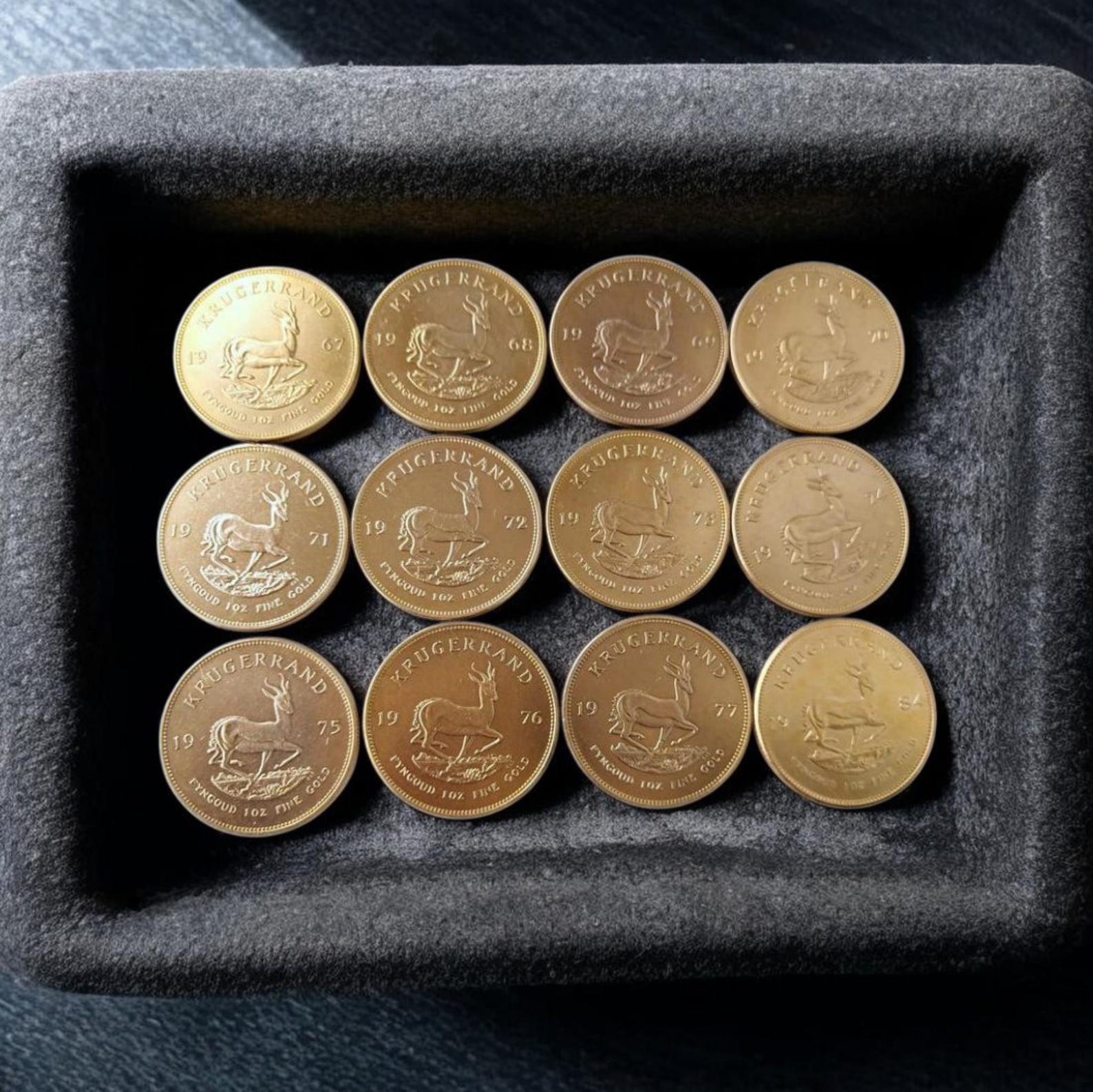 12 Pcs Mix Krugerrande *1969-1984* Coin, Gold Plated Restrike Gifted ...