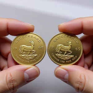 2 moedas Krugerrand banhadas a ouro de 1968-1969 - Moedas de investimento colecionáveis FYNGOUD 10Z