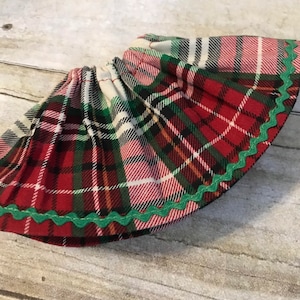 Christmas Elf skirt, doll skirt, RTS, lodge plaid