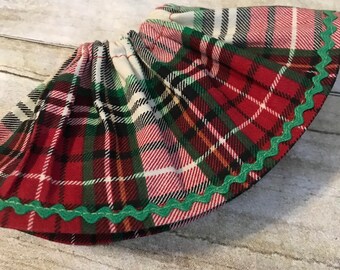 Christmas Elf skirt, doll skirt, RTS, lodge plaid