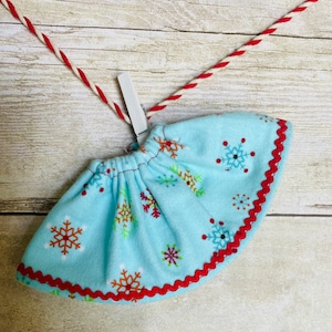 Christmas Elf twirl skirt, snowflake doll skirt, RTS