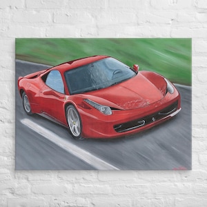 Red Ferrari 458 Italia - Canvas Wall Art Print