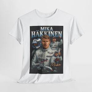 Maglietta vintage Mika Häkkinen McLaren F1 / Maglietta da campione di corse retrò, regalo per fan di F1, regalo per gli sport motoristici, maglietta unisex in cotone
