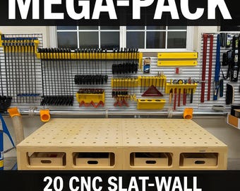 Mega-Pack: All 20 CNC Slat Wall Organizer Designs – Box-Joint Layout Tool Racks – Digital Download for Garage CNC (Shapeoko, SVG)