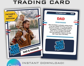 Custom Dad Trading Card Template, Editable Canva Sports Design, Father's Day Gift from Kids, Printable Digital Download