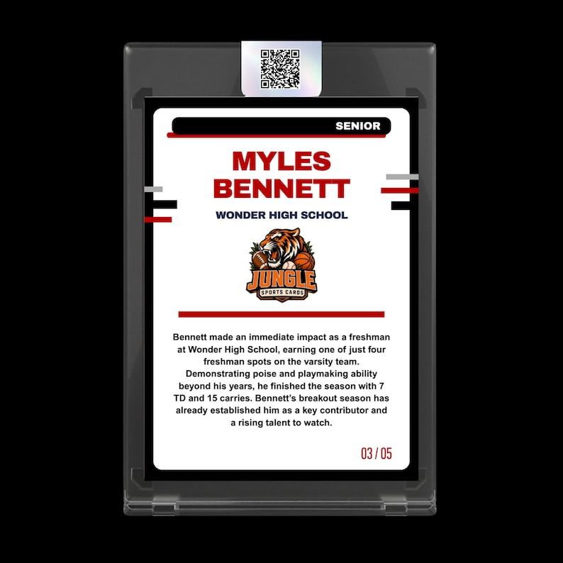 Custom Sports Trading Card in Acrylic Case, Serial Numbered Player Keepsake, Personalized Senior Night Gift, Made to Order image 5